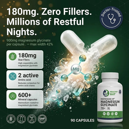 Magnesium-HP - Magnesium for Sensitive Guts, 180mg magnesium glycinate per capsule, zero fillers, supports restful nights.