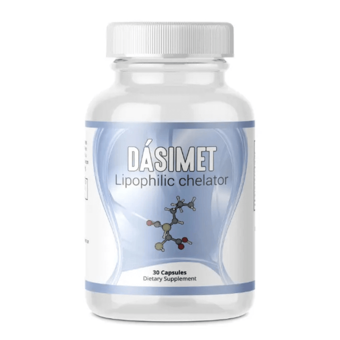 Dásimet lipophilic chelator dietary supplement bottle on a white background