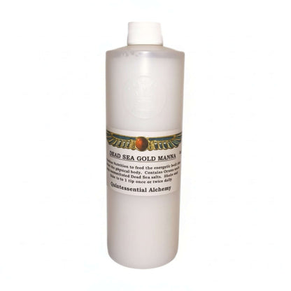 White bottle with label 'Dead Sea Gold Manna' on a white background