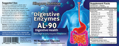 Digestive Enzymes AL - Enzymes for Gluten and Lactose Sensitivity, 90 vegetarian capsules for digestive health.
