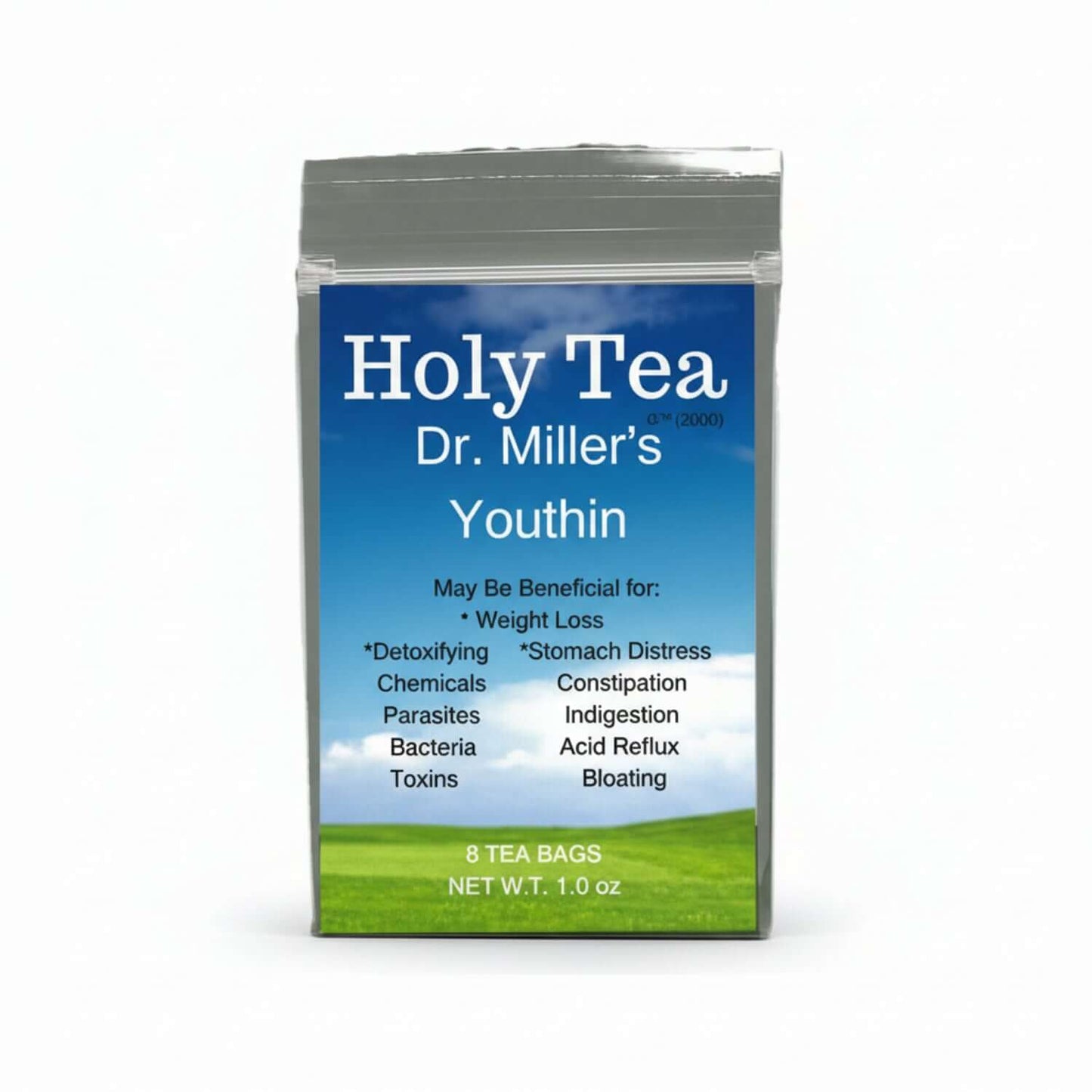 Holy Tea packaging for Natural Colon and Liver Detox, featuring 8 tea bags for cleansing and digestion support.