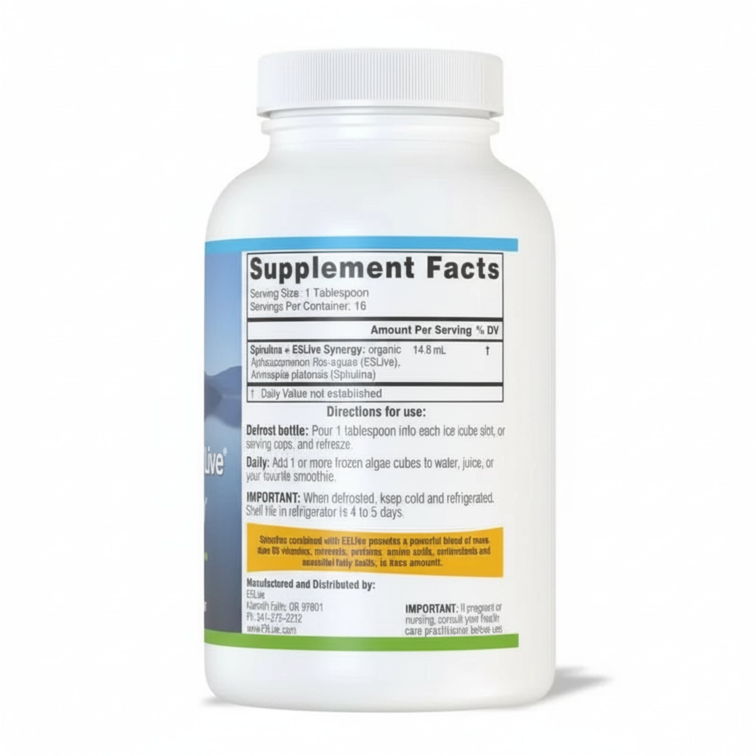 Supplement bottle with label on a white background