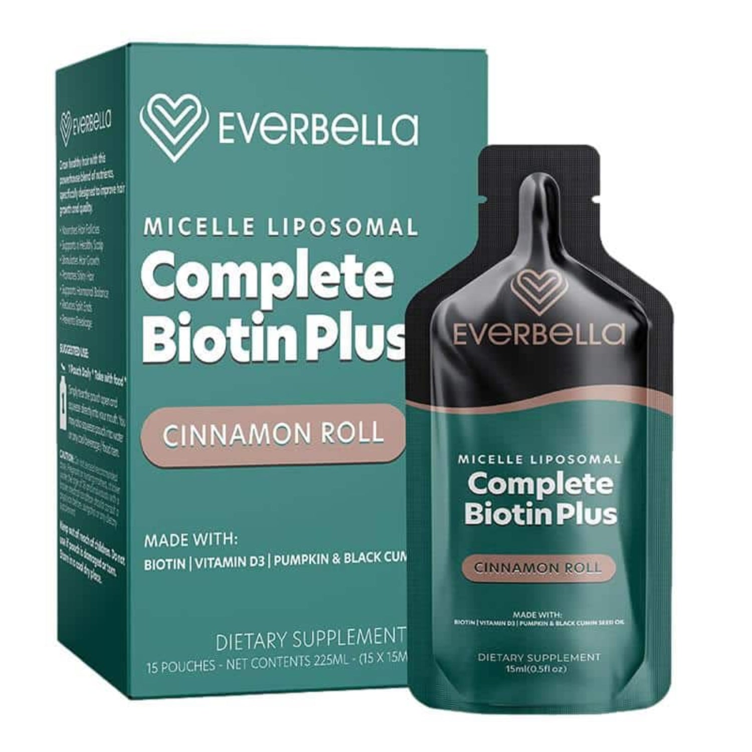 Everbella Micelle Liposomal Complete Biotin Plus supplement packaging on a white background