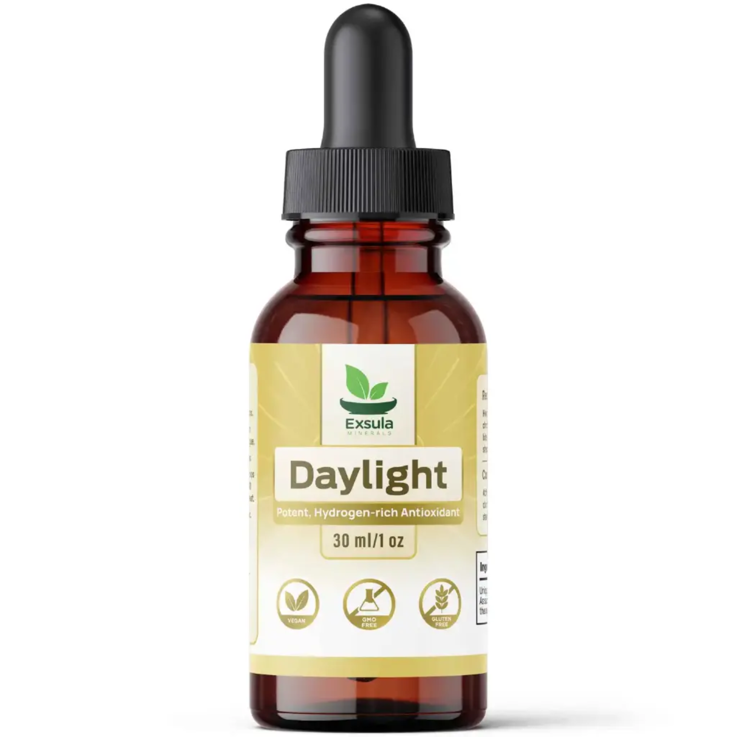Bottle of Exsula Daylight with dropper on a white background