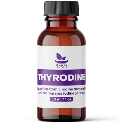 Bottle of Thyrodine with Exsula label on a white background