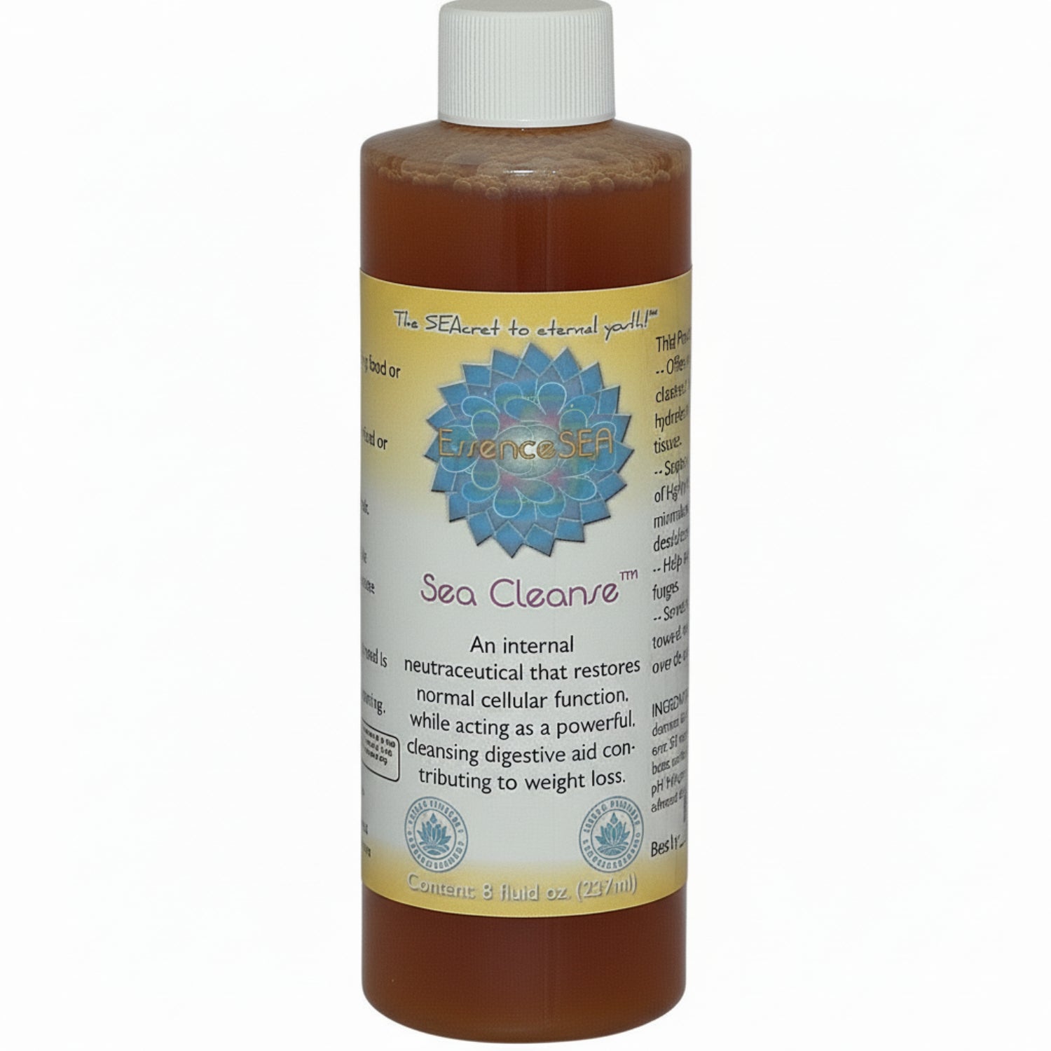 Bottle of Sea Cleanse with a white cap on a white background