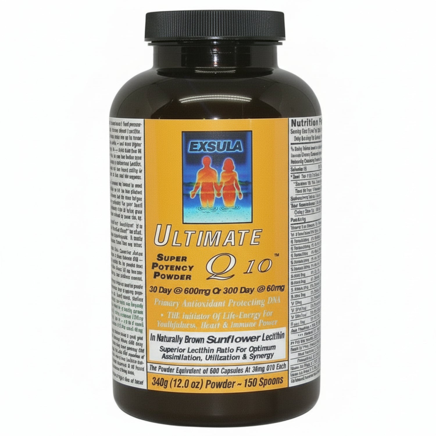 Exsula Ultimate Q10 powder supplement bottle on a white background