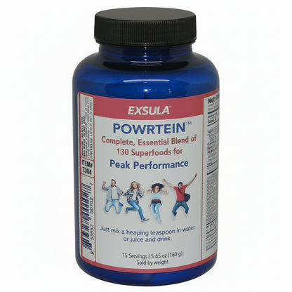 Exsula Powrtein supplement bottle on a white background