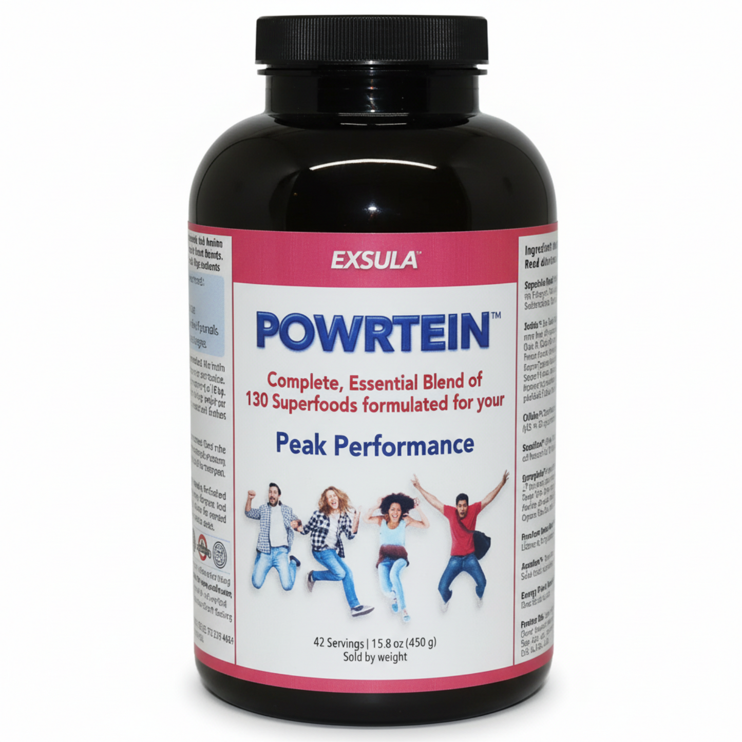 Exsula Powrtein supplement bottle on a white background