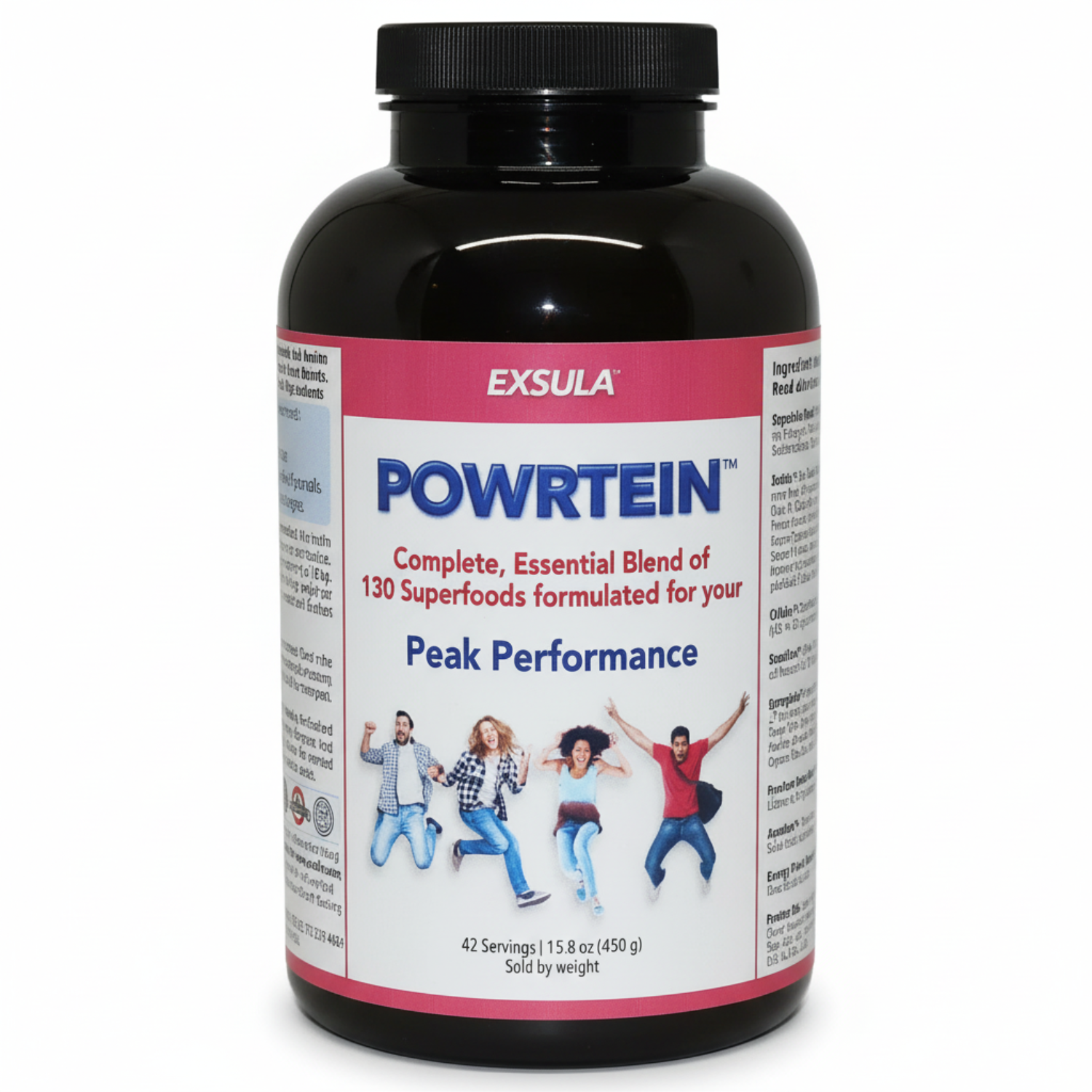 Exsula Powrtein supplement bottle on a white background