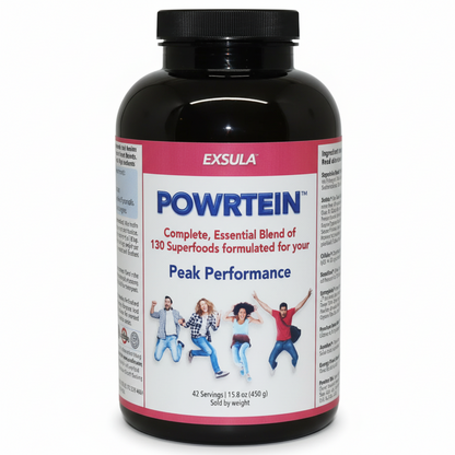 Exsula Powrtein supplement bottle on a white background