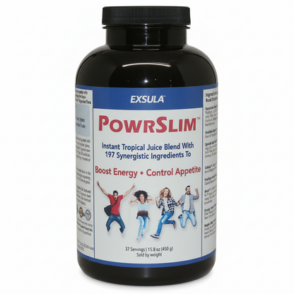 Exsula PowrSlim supplement bottle on a white background