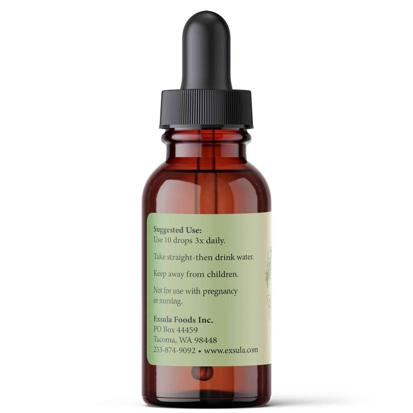 TMJ Pain Relief herbal dropper bottle with suggested use instructions and warnings.