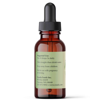 TMJ Pain Relief herbal dropper bottle with suggested use instructions and warnings.