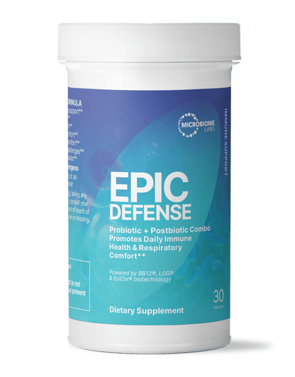 EpicDefense Advanced Immune Support Formula supplement for daily immune and respiratory health.