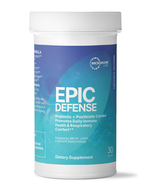 EpicDefense Advanced Immune Support Formula supplement for daily immune and respiratory health.
