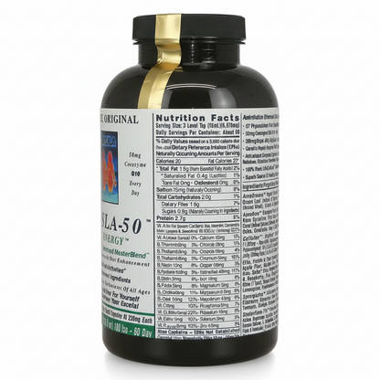 Supplement bottle with label on a white background