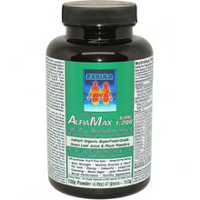 AuraMax superfood for energy in a black bottle showcasing plant-based ingredients and nutritional benefits.