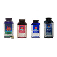 Four products from Exsula Superfoods, 1. Premiium 2. EllagiPlex 3. Srata-Flora 4. New Liver