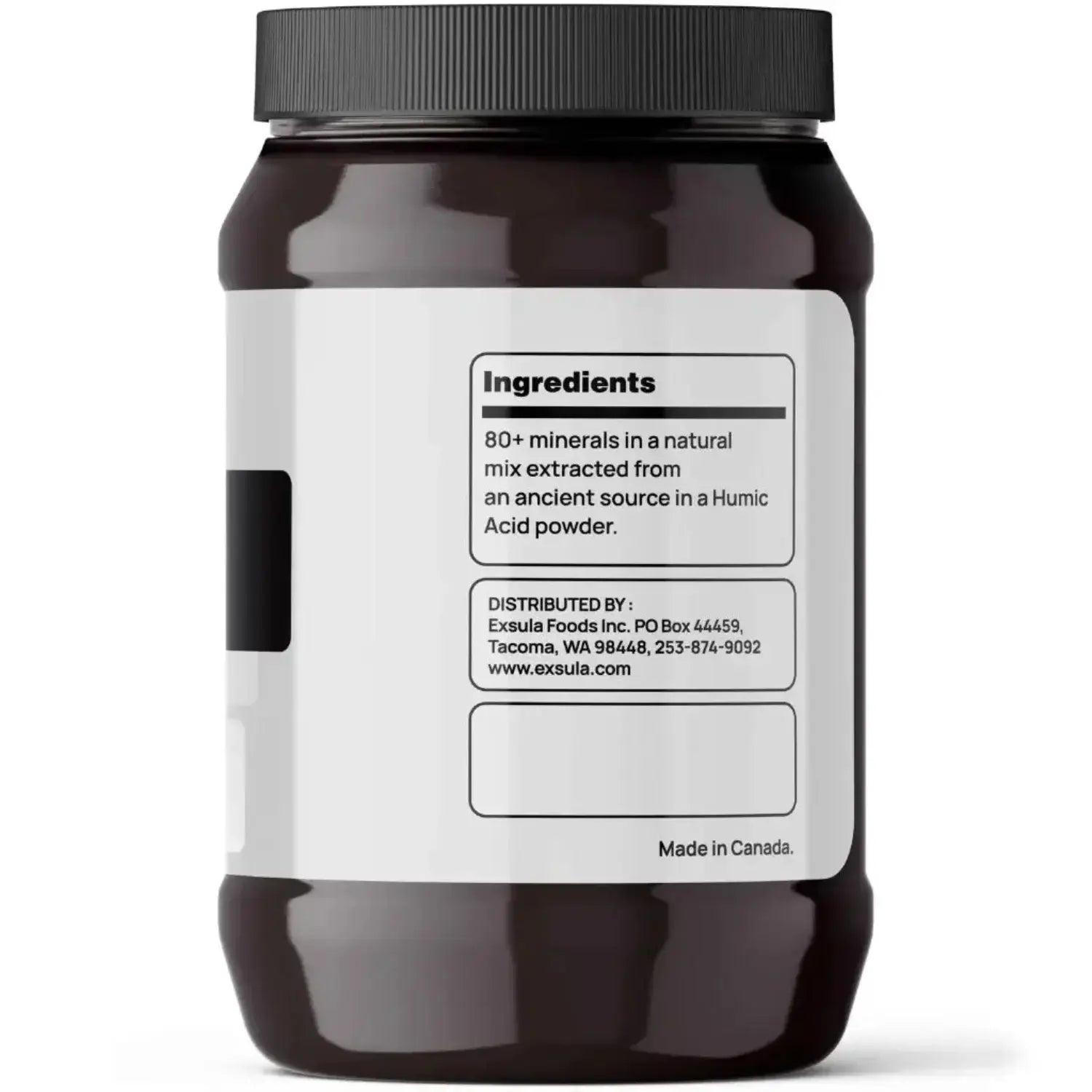 Ancient Carbon Humic Acid Mineral Complex jar with ingredient details and 80+ natural minerals.