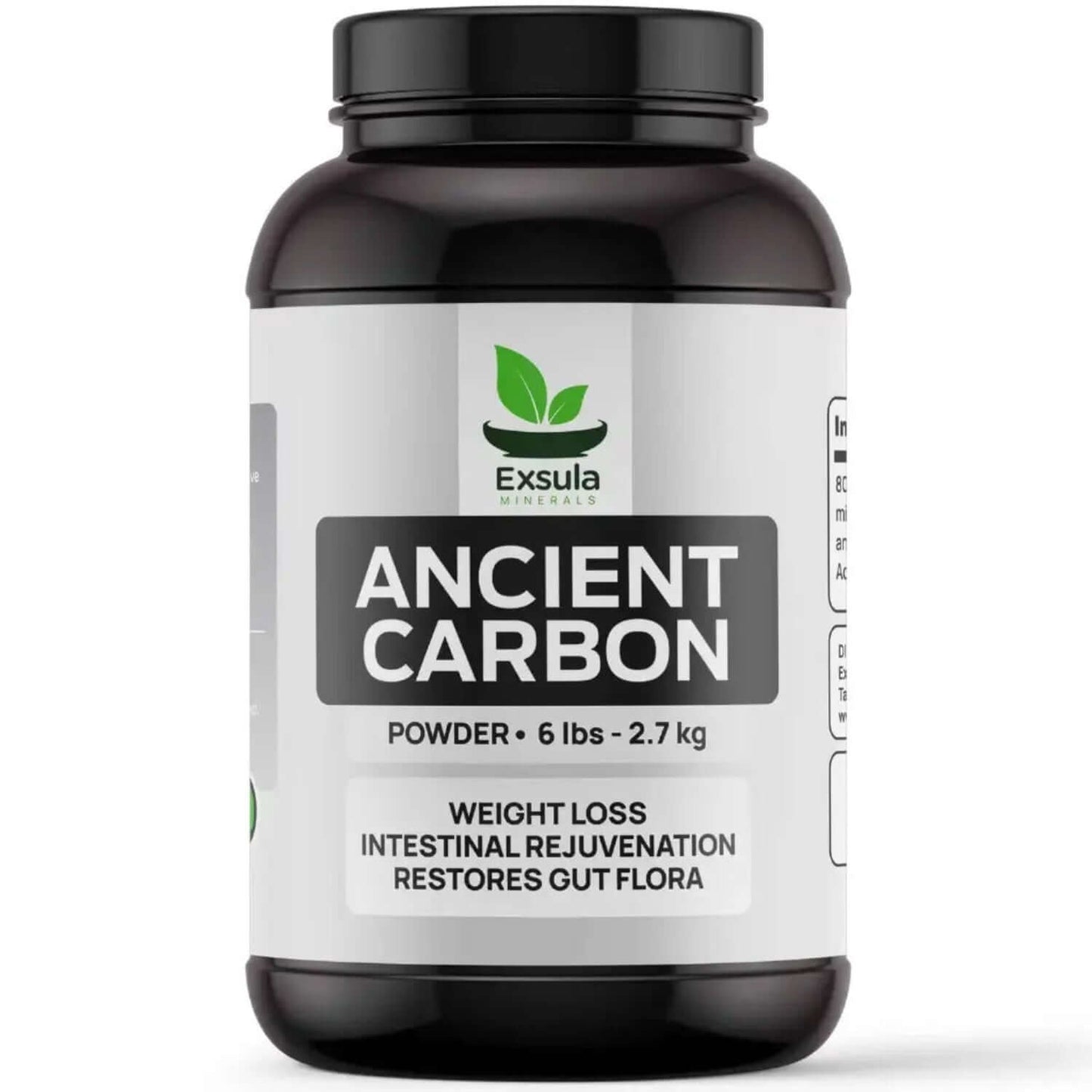 Exsula Minerals Ancient Carbon Humic Acid Mineral Complex powder for weight loss and gut health restoration.