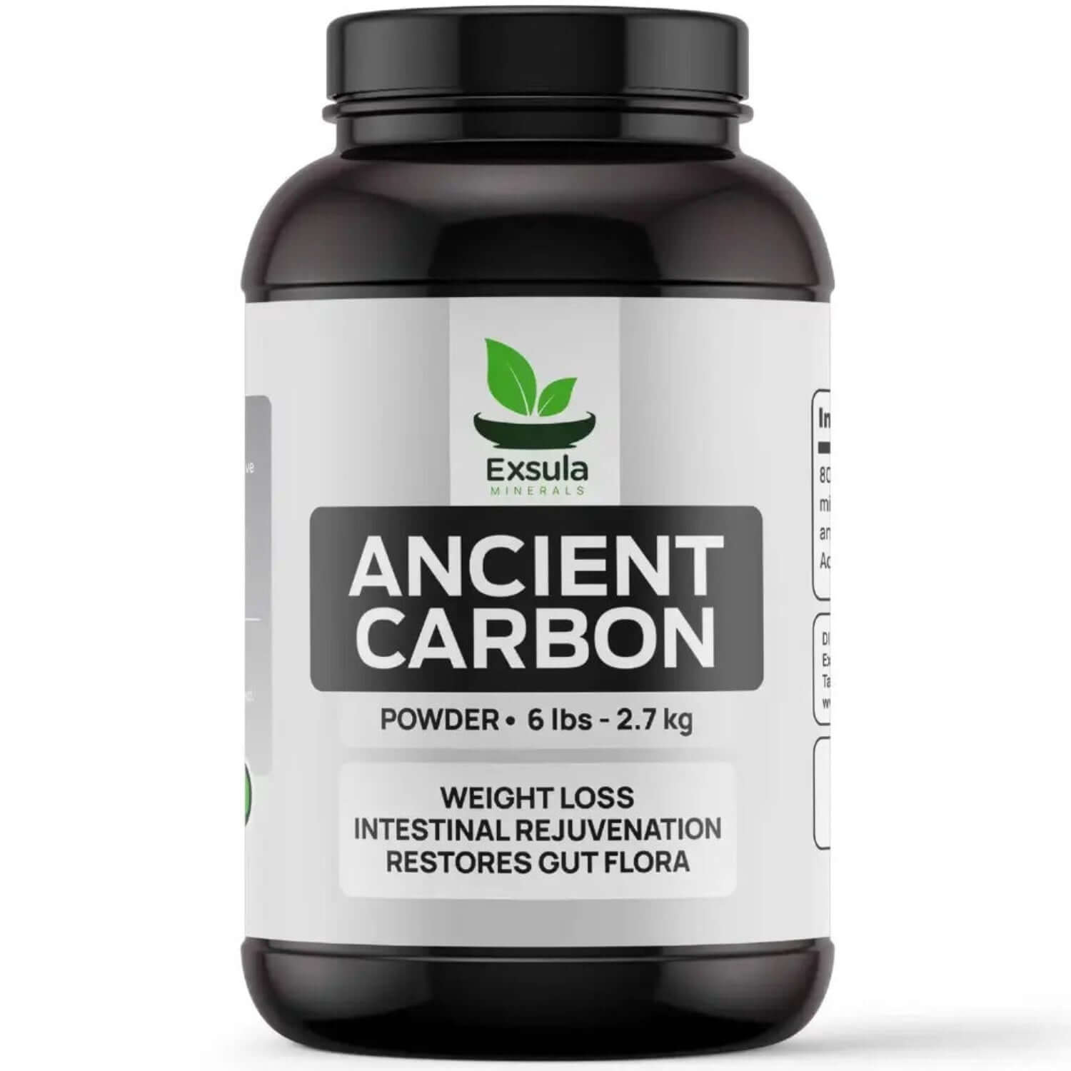 Exsula Minerals Ancient Carbon Humic Acid Mineral Complex powder for weight loss and gut health restoration.