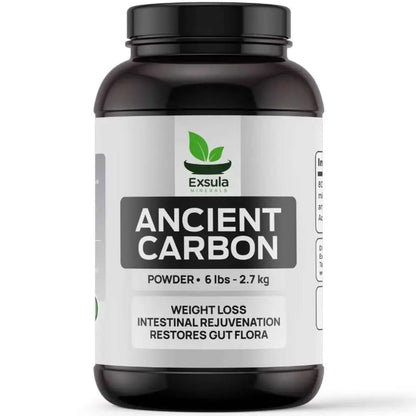 Exsula Minerals Ancient Carbon Humic Acid Mineral Complex powder for weight loss and gut health restoration.