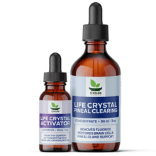 Exsula Minerals Pineal Clearing and Life Crystal Activator bottles, Pineal Gland and Brain Supplement.