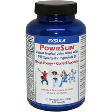 Exsula PowrSlim bottle promoting Healthy Weight Management with 197 synergistic ingredients for energy and appetite control.