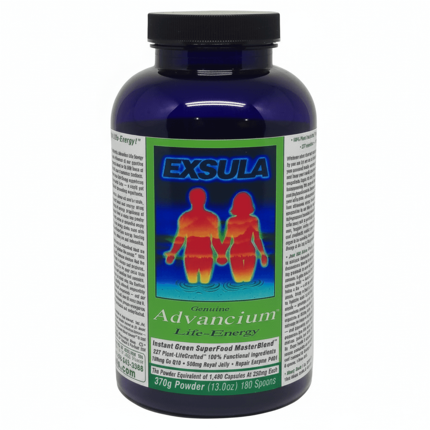 Exsula Advancium superfood formula for Longevity Nutrition, designed for body and mind energy.