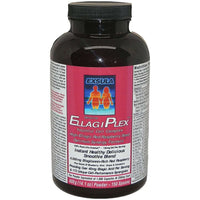 Exsula EllagiPlex Longevity Antioxidant bottle, a youthful cell complex with red raspberry seeds.