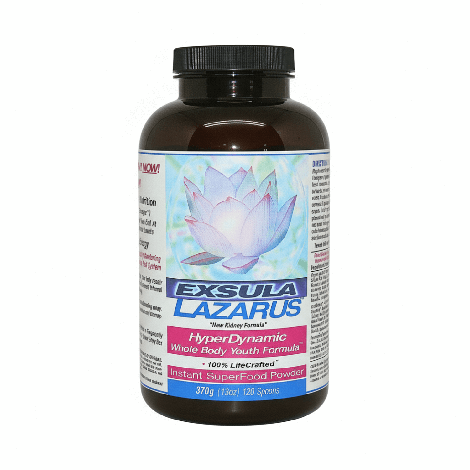 Exsula Lazarus Restorative Superfood in a bottle, promoting whole body youth and vitality.