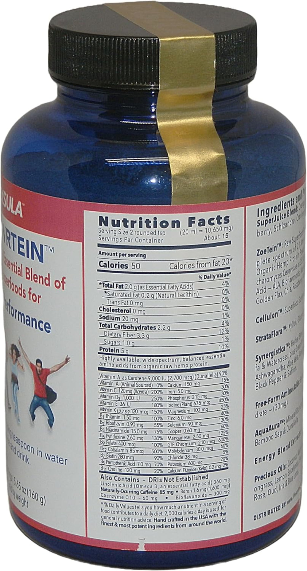 PowrSlim bottle with nutrition facts label on a white background