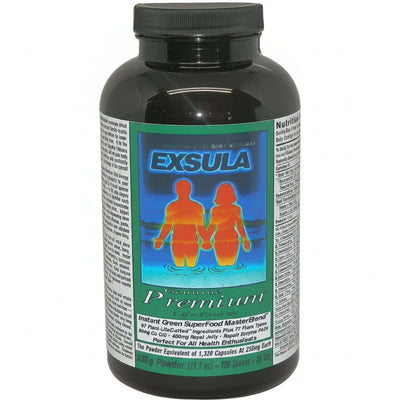 Exsula Premium Brain Superfood Supplement bottle showcasing nutritional benefits and ingredients.