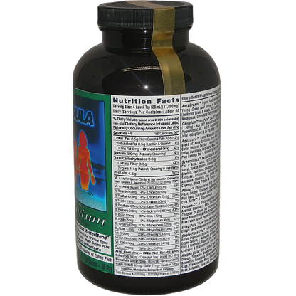 Exsula SuperFoods Premium Nutrition Facts Label with white background Bottle.