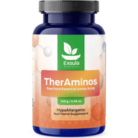 Exsula Minerals TherAminos Free Form Amino Acid Complex nutritional supplement bottle with essential amino acids.