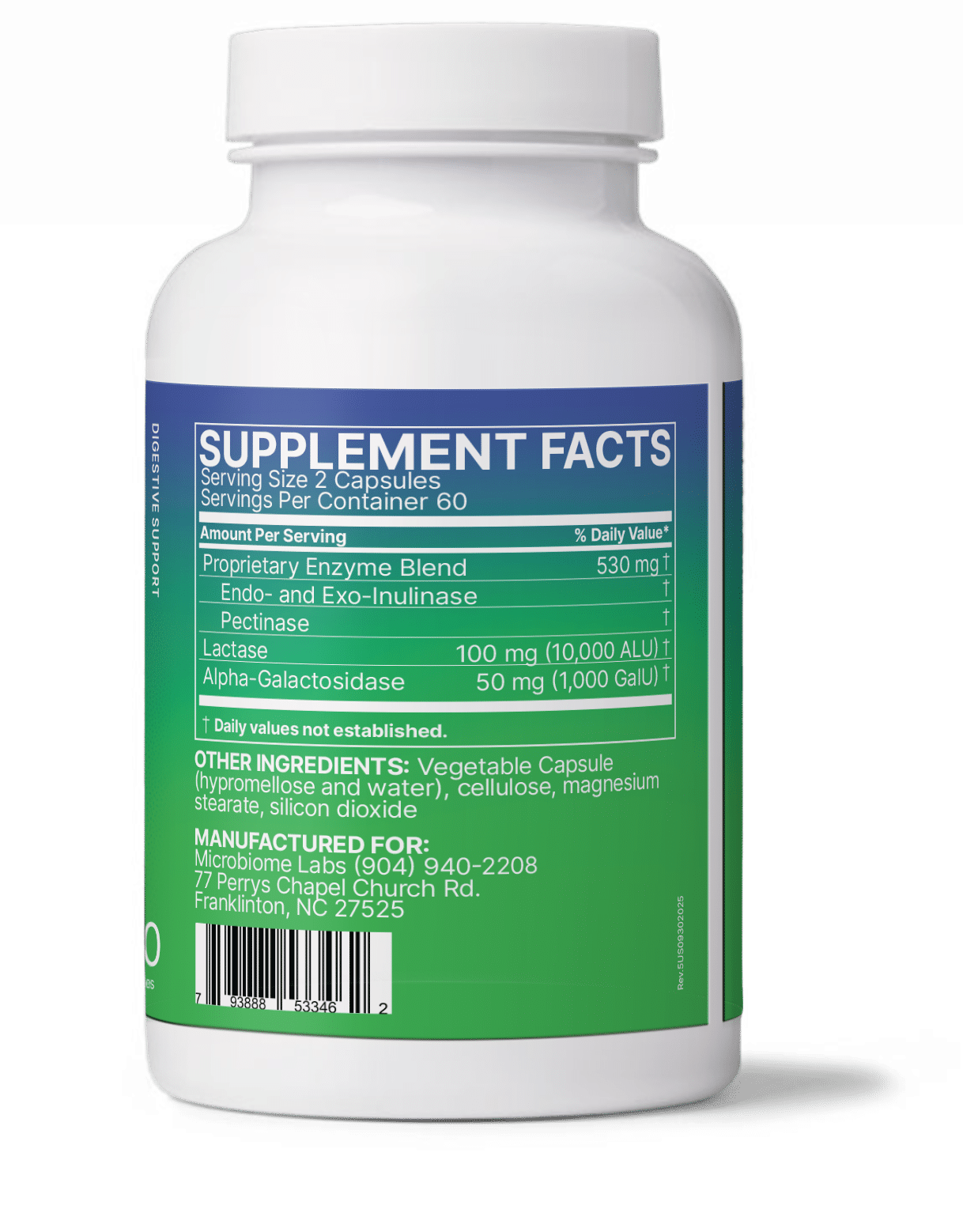 FodMate supplement bottle showing Inulinase, Alpha-galactosidase, Fructans and enzyme blend.