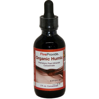Bottle of FiveProvide Organic Humic on a white background