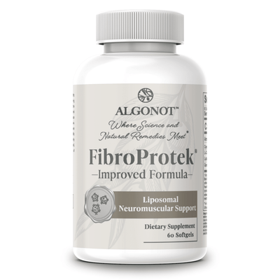 FibroProtek dietary supplement bottle promoting Neuromuscular Support with L-Carnitine and Coenzyme Q10