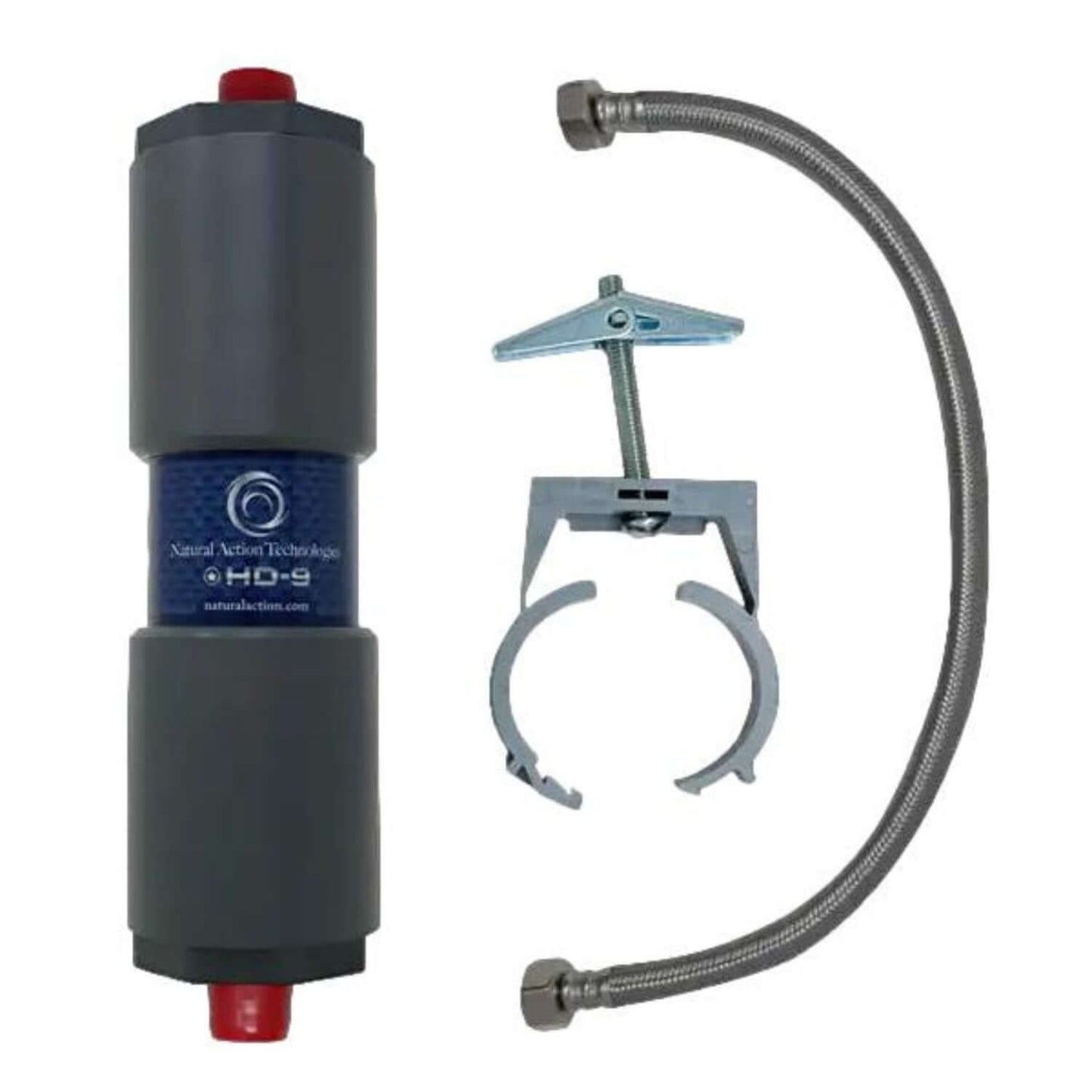 Device and hose set with visible Natural Action Technologies branding on a white background