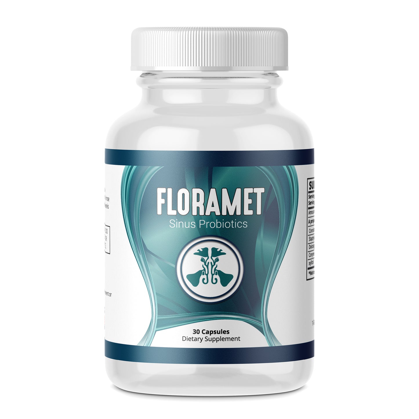 Floramet Nasopharyngeal Microflora Support supplement bottle with 30 capsules