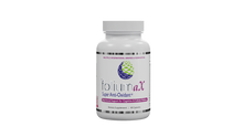 A white bottle of folium aX dietary supplement with a white cap, featuring a label with purple and green text and logo, on a plain white background.