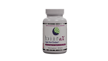 A white bottle of folium aX Super Anti-Oxidant dietary supplement capsules on a solid white background.