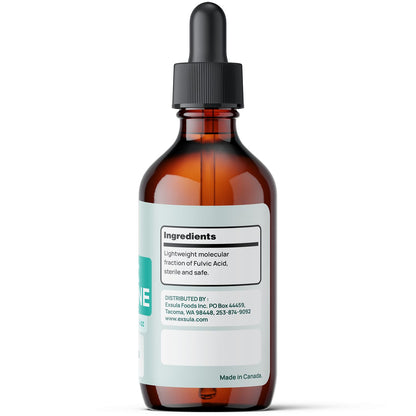 Brown glass bottle with dropper labeled 'Ingredients' on a white background