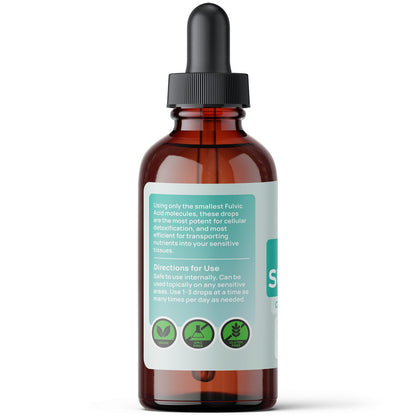 Brown glass bottle with dropper and label on a white background