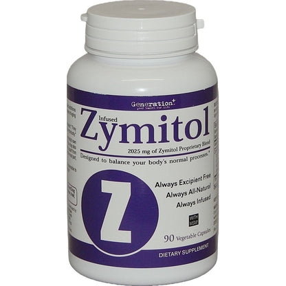 Zymitol dietary supplement bottle with purple label on a white background