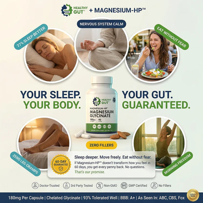 Magnesium for Sensitive Guts - Healthy Gut Magnesium-HP supplement for better sleep and gut health.