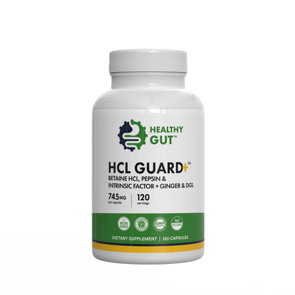 HCL Guard bottle featuring Betaine HCl and Digestive Enzymes dietary supplement, 120 capsules.