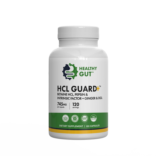 HCL Guard bottle featuring Betaine HCl and Digestive Enzymes dietary supplement, 120 capsules.