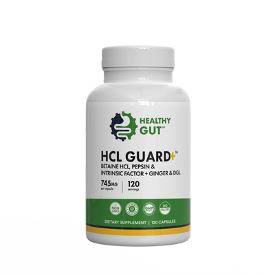 HCL Guard bottle featuring Betaine HCl and Digestive Enzymes dietary supplement, 120 capsules.